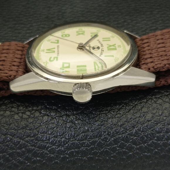 Vintage 1970 Favre Leuba Manual Mens Silver Watch W/Nato Strap - Picture 4 of 7